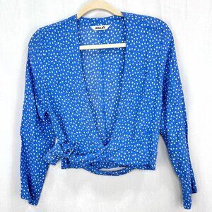 Rolla’s Delilah Floral Wrap Top in French Blue size Medium